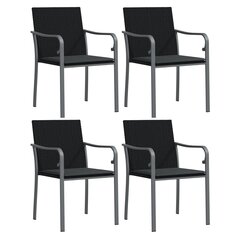 4-ių kėdžių komplektas vidaXL, juodas kaina ir informacija | Lauko kėdės, foteliai, pufai | pigu.lt