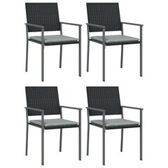 4-ių kėdžių komplektas vidaXL, juodas kaina ir informacija | Lauko kėdės, foteliai, pufai | pigu.lt