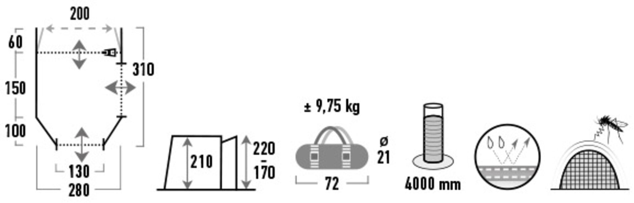 Autobuso tentas High Peak Avio 2.0, pilkas kaina ir informacija | Palapinės | pigu.lt