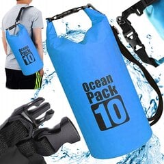 Neperšlampamas krepšys Ocean bag, mėlynas, 10l цена и информация | Непромокаемые мешки, чехлы, дождевики | pigu.lt