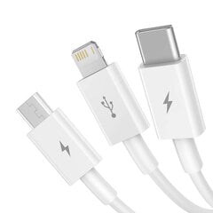 Quick Charge USB to M+L+C  Baseus Superior Data 3.5A 0,5m (White) цена и информация | Кабели для телефонов | pigu.lt