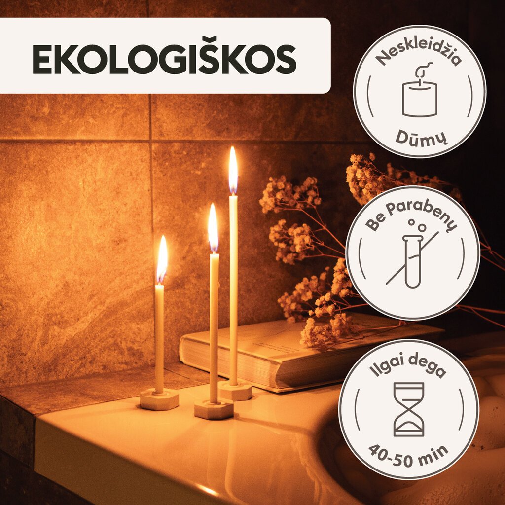 BlueBee Candles bičių vaško žvakės, 50 vnt. kaina ir informacija | Žvakės, Žvakidės | pigu.lt