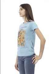 TRUSSARDI ACTION Женская футболка. Цвет голубой.100% хлопок цена и информация | Женские футболки | pigu.lt