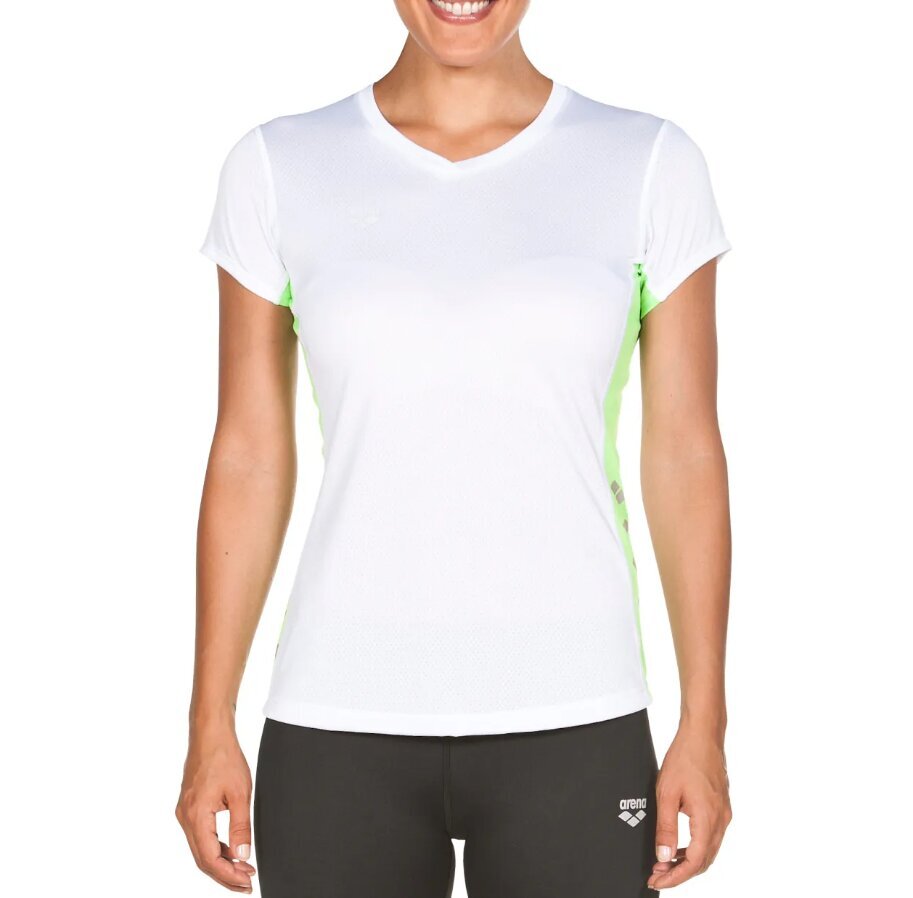 Marškinėliai moterims Arena Run Mesh T-shirt, balti kaina ir informacija | Palaidinės, marškiniai moterims | pigu.lt