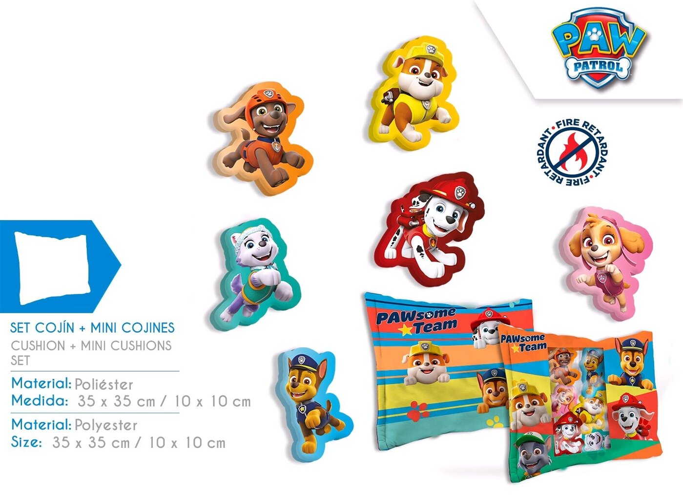 Paw Patrol pagalvės ir 6 mini pagalvėlių rinkinys цена и информация | Dekoratyvinės pagalvėlės ir užvalkalai | pigu.lt