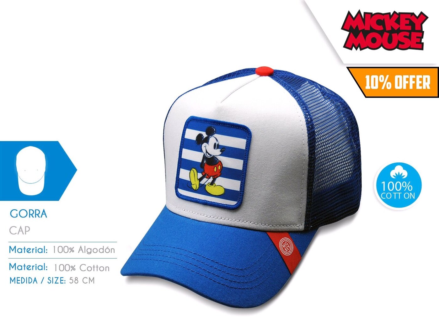 Kepurė su snapeliu berniukams Mickey Mouse WD21050 kaina ir informacija | Kepurės, pirštinės, šalikai berniukams | pigu.lt