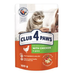 Club 4 Paws Premium suaugusioms katėms su vištiena padaže, 100 g x 24 vnt. kaina ir informacija | Konservai katėms | pigu.lt