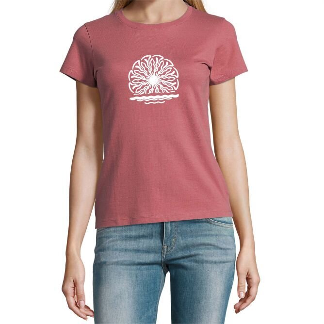 Moteriški marškinėliai Saulėlydis, rožiniai цена и информация | Marškinėliai moterims | pigu.lt