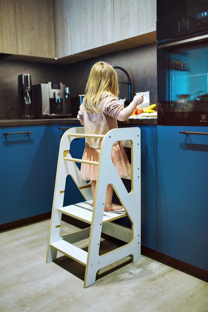 Virtuvės bokštelis, Kitchen Helper Babylike BTM2, 40x46x85 cm, balta kaina ir informacija | Vaikiškos kėdutės ir staliukai | pigu.lt