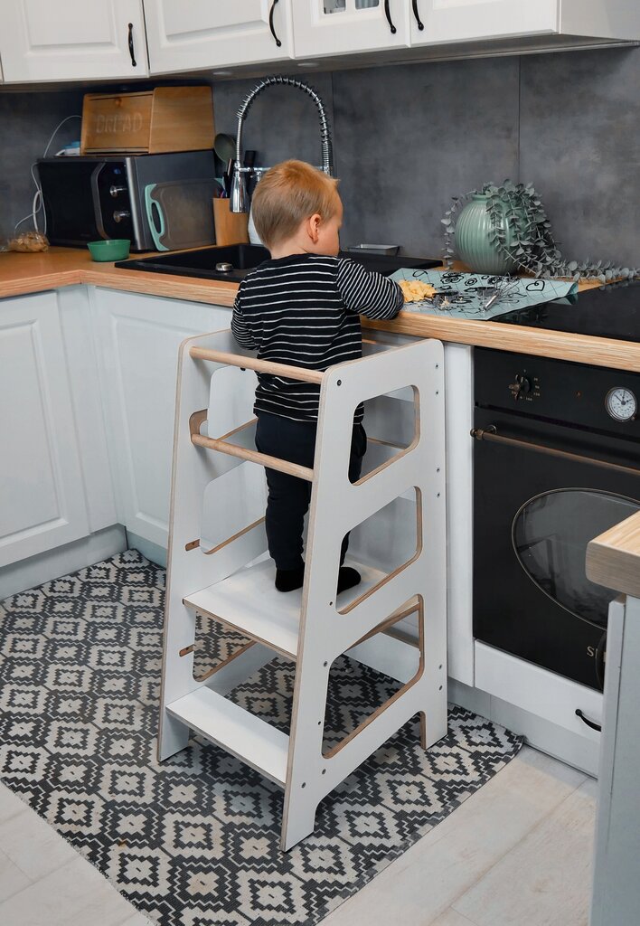 Virtuvės bokštelis, Kitchen Helper Babylike B3RM, 40x46x85 cm, balta kaina ir informacija | Vaikiškos kėdutės ir staliukai | pigu.lt