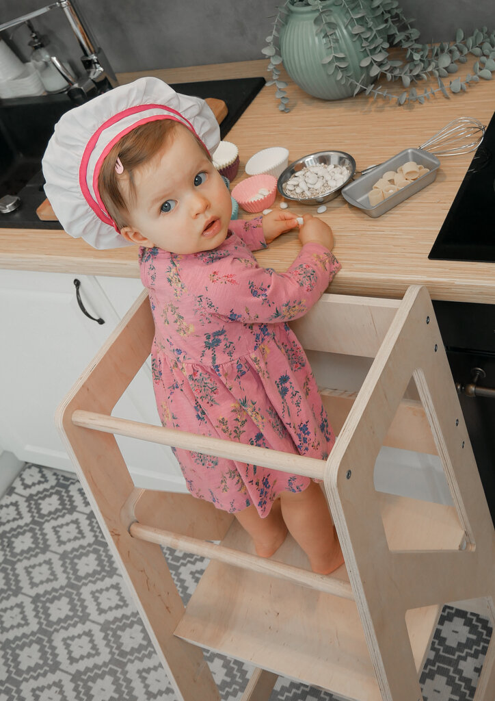 Virtuvės bokštelis, Babylike NT, smėlio spalvos цена и информация | Vaikiškos kėdutės ir staliukai | pigu.lt
