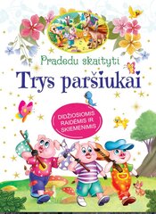 Pradedu skaityti. Trys paršiukai. Didžiosiomis raidėmis ir skiemenimis цена и информация | Сказки | pigu.lt