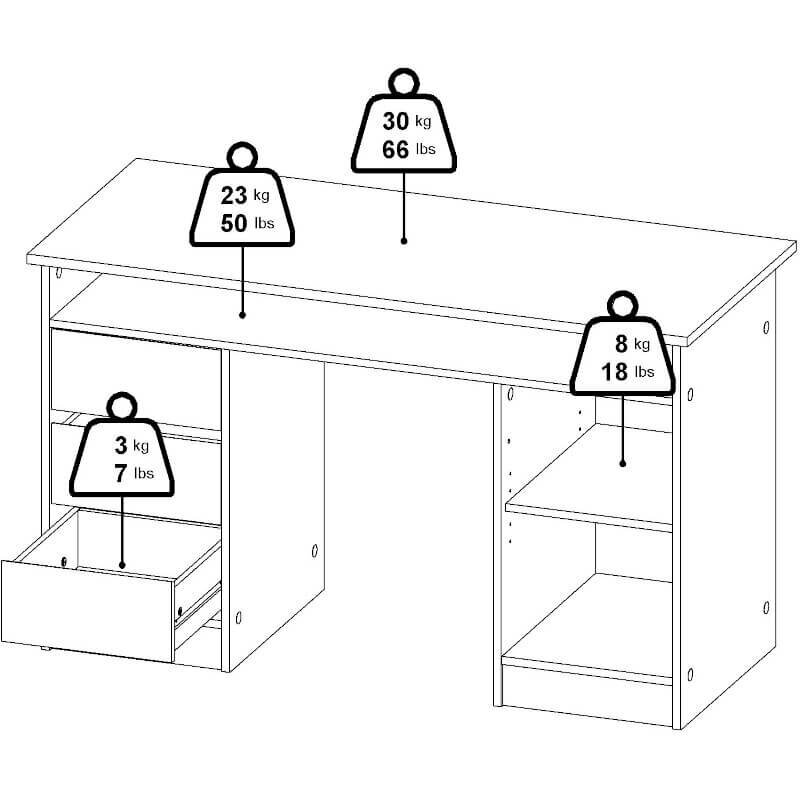 Rašomasis stalas Hickory Function 70491-49gx, baltas/pilkas kaina ir informacija | Kompiuteriniai, rašomieji stalai | pigu.lt