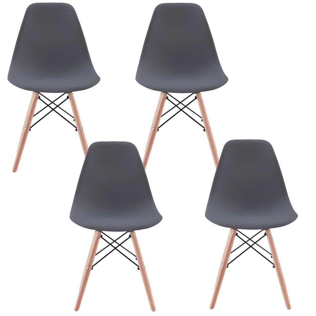 4-ių kėdžių komplektas DSW Viking, pilkas kaina ir informacija | Virtuvės ir valgomojo kėdės | pigu.lt