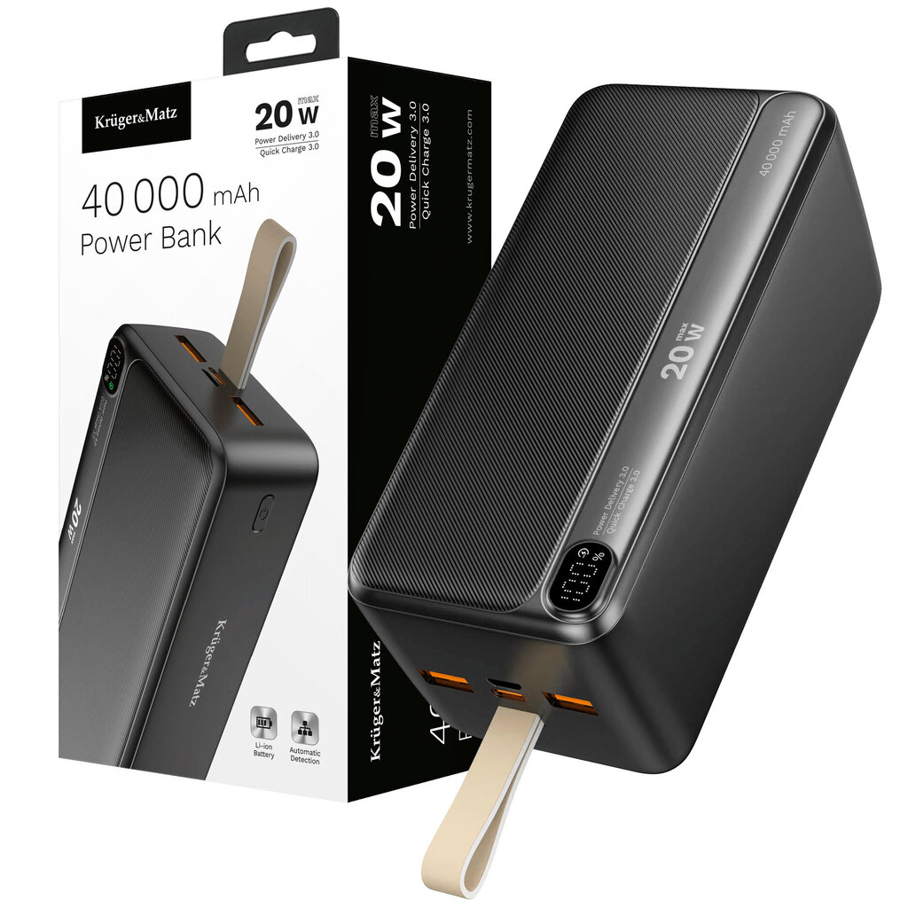 Kruger&Matz KM0908 40000 mAh kaina ir informacija | Atsarginiai maitinimo šaltiniai (power bank) | pigu.lt