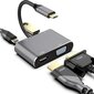 RoGer USB-C Multimedia Adapter HDMI 4K@30Hz / VGA 1080p / USB 3.0 / USB-C PD / Grey kaina ir informacija | Adapteriai, USB šakotuvai | pigu.lt