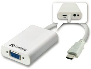 HDMI - VGA (+ Audio) адаптер Sandberg цена и информация | Адаптеры, USB-разветвители | pigu.lt