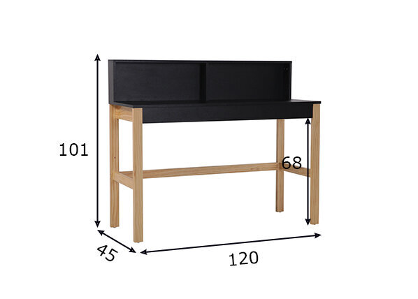 Rašomasis stalas Möbilia, juodas/rudas kaina ir informacija | Kompiuteriniai, rašomieji stalai | pigu.lt