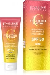 EVELINE C vitamin 3xAction mitrinošs dienas krēms sejas ādai SPF 50, 30ml цена и информация | Кремы для лица | pigu.lt