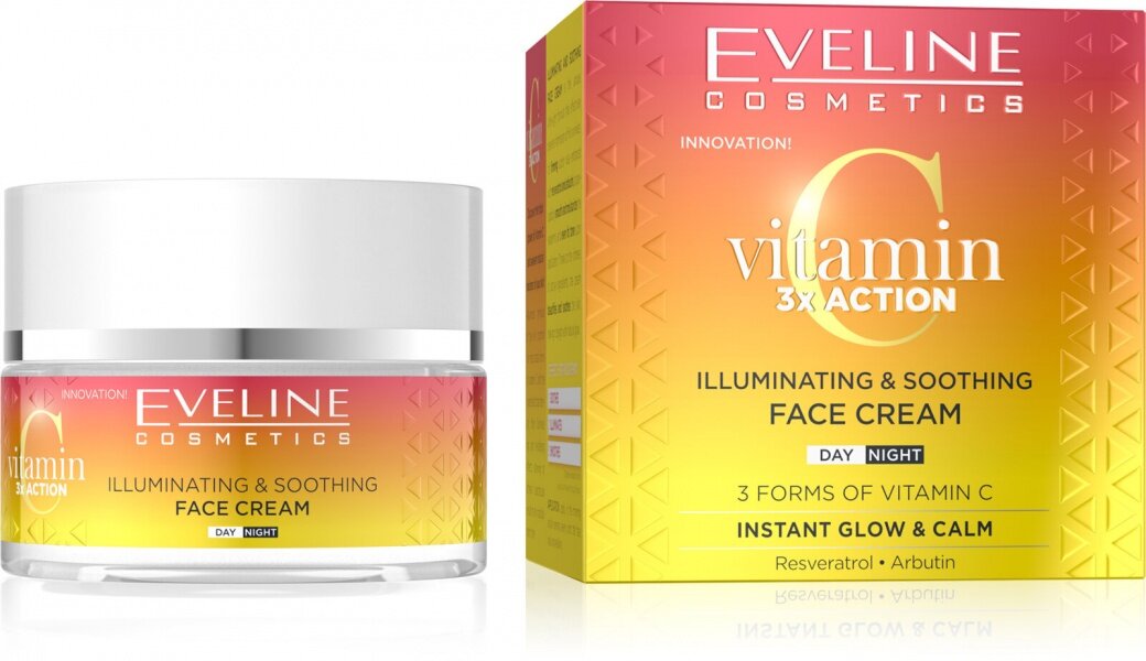 Raminamasis veido kremas Eveline Vitamin C 3xAction, 50 ml kaina ir informacija | Veido kremai | pigu.lt
