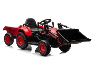 Vienvietis vaikiškas elektrinis traktorius su kaušu ir priekaba BW-X002A, raudonas kaina ir informacija | Elektromobiliai vaikams | pigu.lt