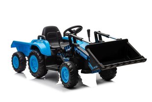 Vienvietis vaikiškas elektrinis traktorius su kaušu ir priekaba BW-X002A, mėlynas kaina ir informacija | Elektromobiliai vaikams | pigu.lt