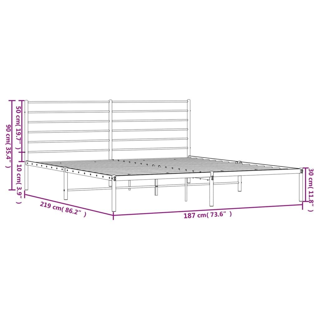 Lovos rėmas vidaXL, 183x213 cm, baltas kaina ir informacija | Lovos | pigu.lt