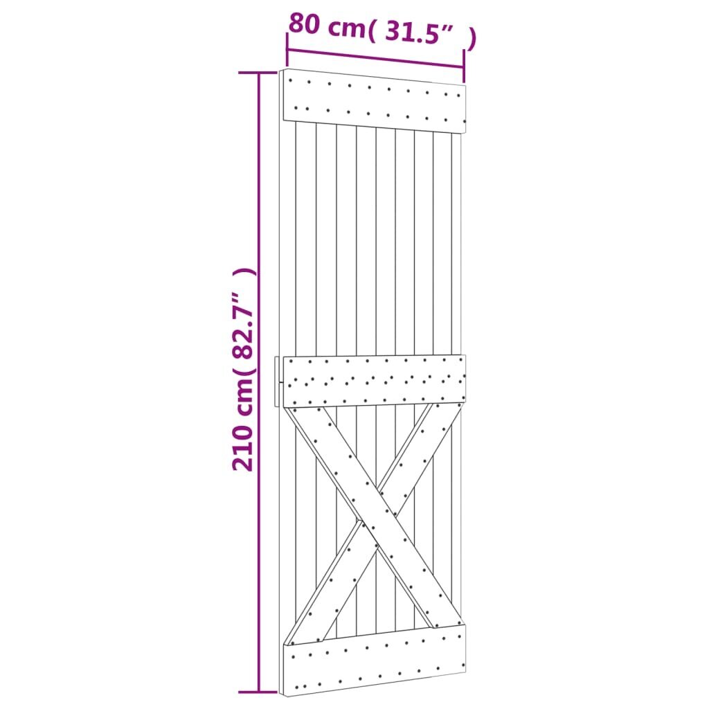 Vidaus durys vidaXL 80x210cm kaina ir informacija | Vidaus durys | pigu.lt