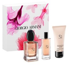 Kosmetikos rinkinys Giorgio Armani Si: kvapusis vanduo EDP, 50 ml + kvapusis vanduo EDP, 15ml + kūno losjonas, 50 ml kaina ir informacija | Giorgio Armani Kvepalai, kosmetika | pigu.lt