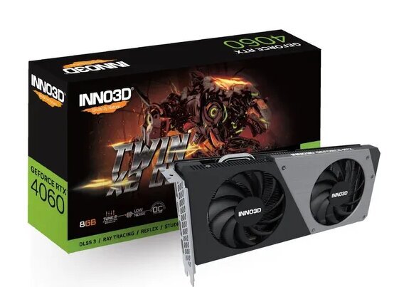 Inno3D GeForce RTX 4060 Twin X2 OC (N40602-08D6X-173051N) kaina ir informacija | Vaizdo plokštės (GPU) | pigu.lt