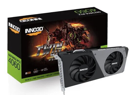 Inno3D GeForce RTX 4060 Twin X2 (N40602-08D6-173051N) kaina ir informacija | Vaizdo plokštės (GPU) | pigu.lt