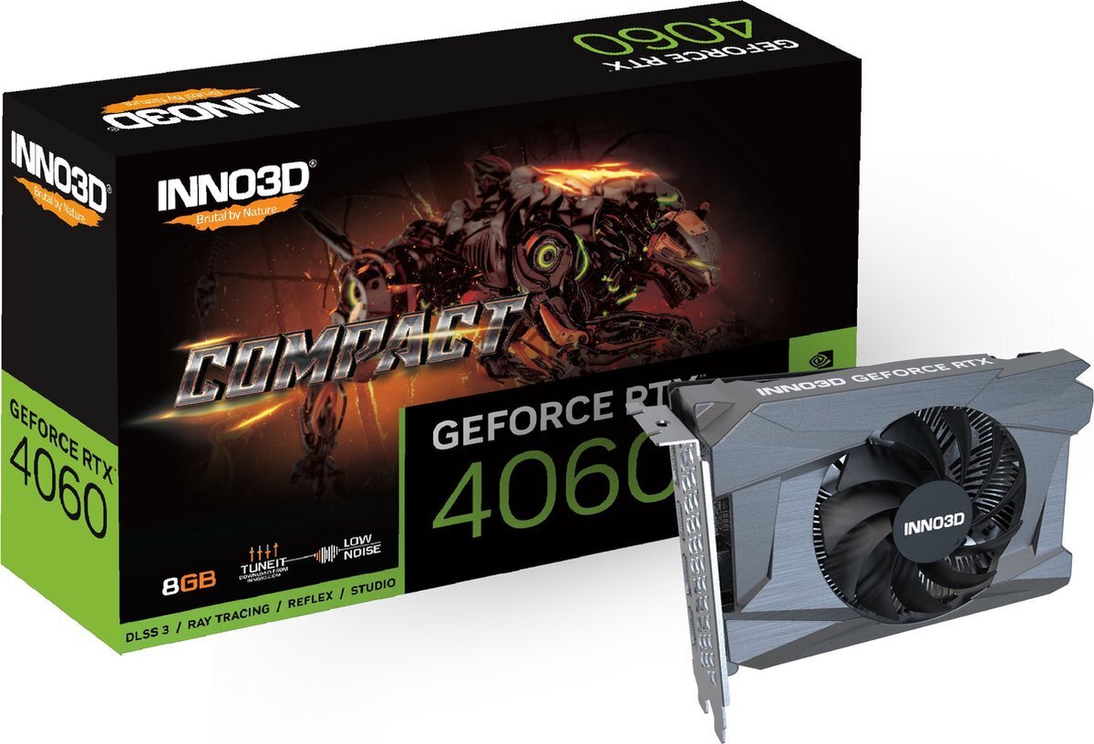 Inno3D GeForce RTX 4060 Compact (N40601-08D6-173050N) kaina ir informacija | Vaizdo plokštės (GPU) | pigu.lt