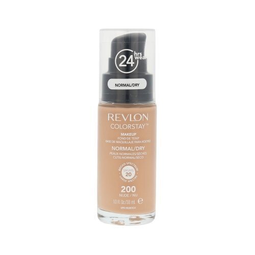 Makiažo pagrindas normaliai ir sausai veido odai Revlon ColorStay Makeup SPF20 200 Nude, 30 ml цена и информация | Makiažo pagrindai, pudros | pigu.lt