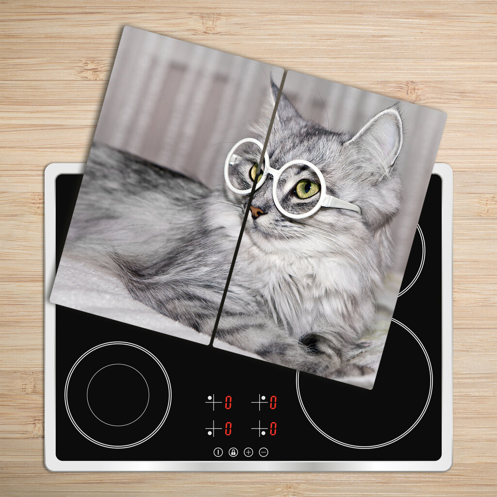 Tulup pjaustymo lentelė Katė su akiniais, 2x30x52 cm kaina ir informacija | Pjaustymo lentelės | pigu.lt
