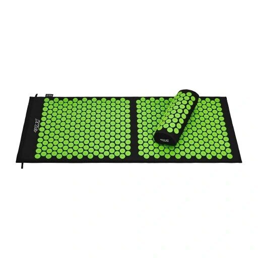 Akupresūrinis masažinis kilimėlis su pagalve, 110x42cm, žalias kaina ir informacija | Masažo reikmenys | pigu.lt