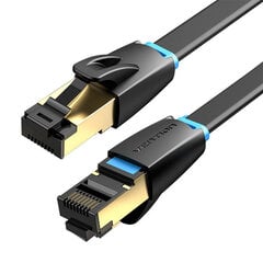 Ethernet RJ45 Flat Network Cable Vention IKCBG, Cat.8, U|FTP, 1.5m (Black) цена и информация | Кабели и провода | pigu.lt