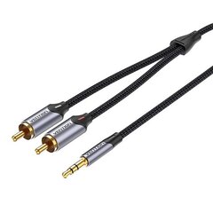 Разъем 2xRCA (Cinch) на кабель Vention BCNBF 3.5 мм длиной 1 м (серый) цена и информация | Кабели для телефонов | pigu.lt