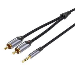 Разъем 2xRCA (Cinch) на кабель Vention BCNBI 3 м 3.5 мм (серый) цена и информация | Кабели для телефонов | pigu.lt