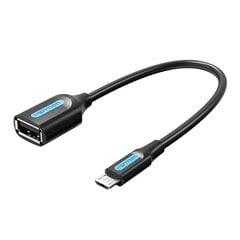 Адаптер OTG Micro-USB 2.0 «папа» на USB-A «мама» Vention CCUBB, 0.15 м (черный) цена и информация | Адаптеры, USB-разветвители | pigu.lt