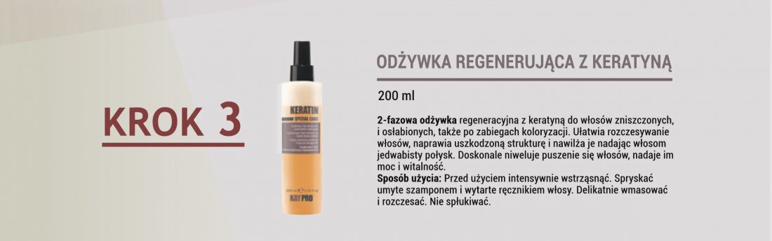 Restruktūrizuojamoji suskilinėjusių plaukų galiukų priemonė su keratinu KayPro, 100 ml kaina ir informacija | Priemonės plaukų stiprinimui | pigu.lt