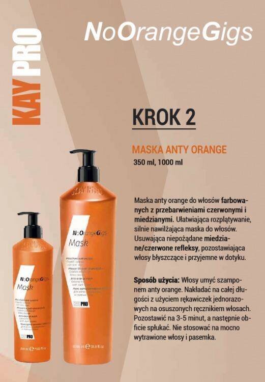 Kaukė dažytiems plaukams KayPro NonOrangeGigs, 350 ml kaina ir informacija | Priemonės plaukų stiprinimui | pigu.lt