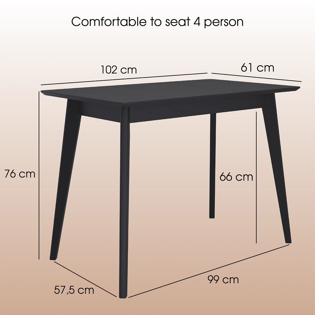 Valgomojo stalas Pegasus 102, juodas kaina ir informacija | Virtuvės ir valgomojo stalai, staliukai | pigu.lt
