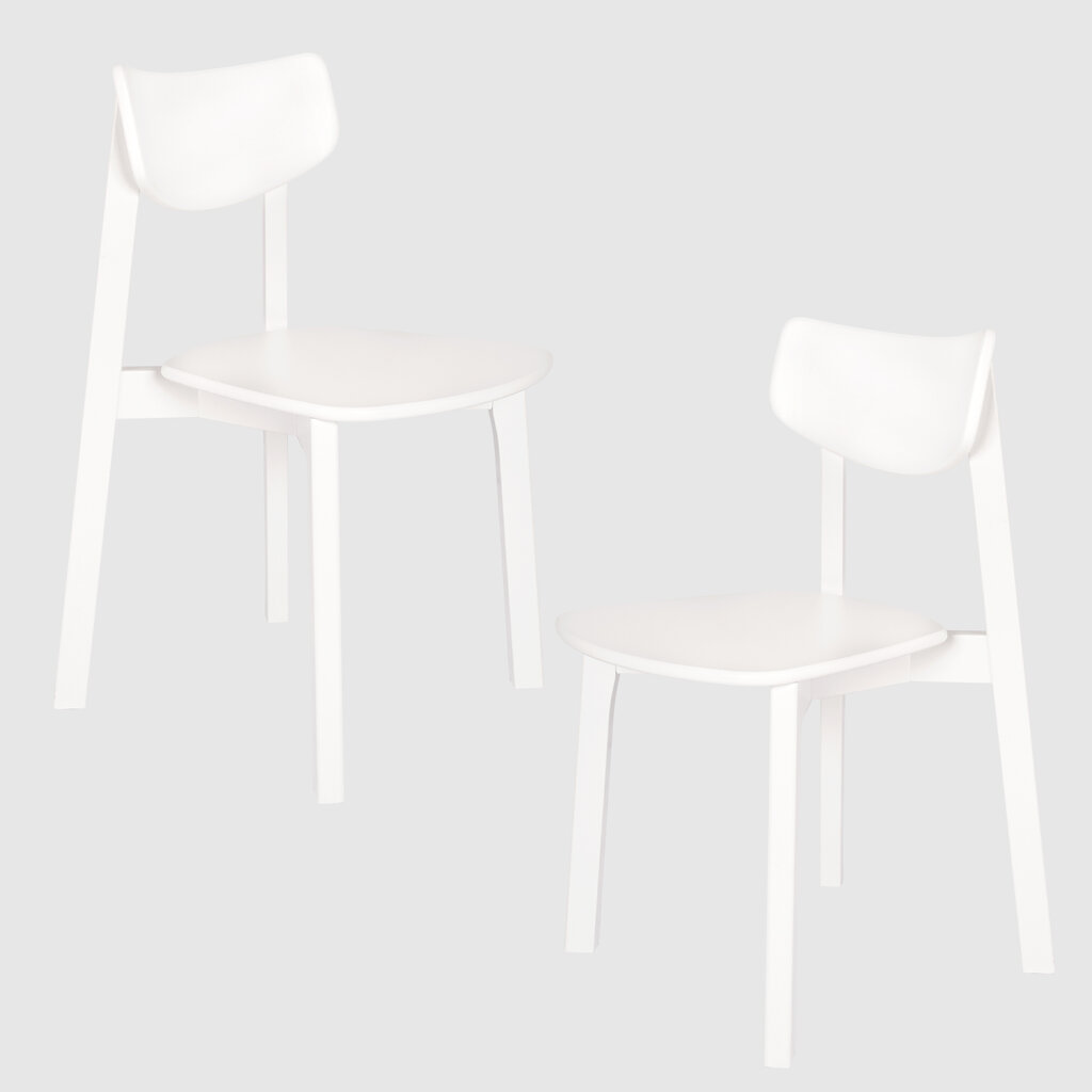 2-jų valgomojo kėdžių rinkinys Vega, baltas kaina ir informacija | Virtuvės ir valgomojo kėdės | pigu.lt