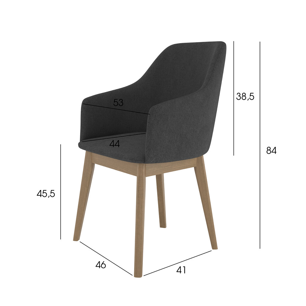 2-jų valgomojo kėdžių rinkinys Kaif, pilkas kaina ir informacija | Virtuvės ir valgomojo kėdės | pigu.lt