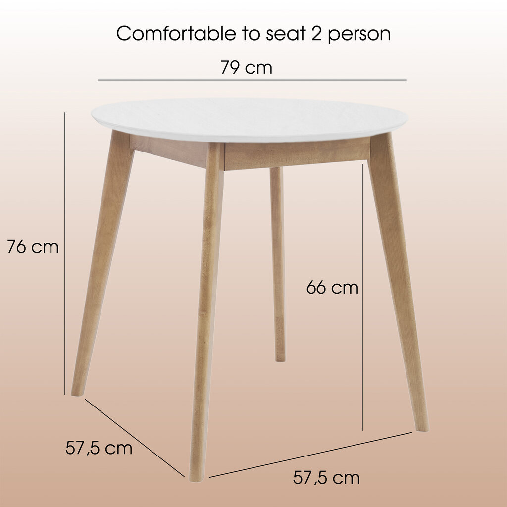 Valgomojo stalas Orion 79, rudas/baltas kaina ir informacija | Virtuvės ir valgomojo stalai, staliukai | pigu.lt