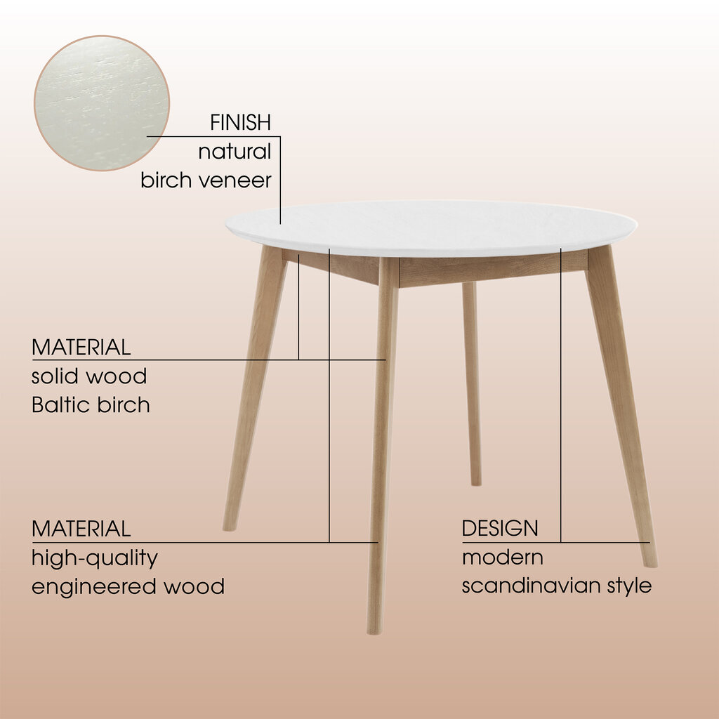 Valgomojo stalas Orion 94, rudas/baltas kaina ir informacija | Virtuvės ir valgomojo stalai, staliukai | pigu.lt