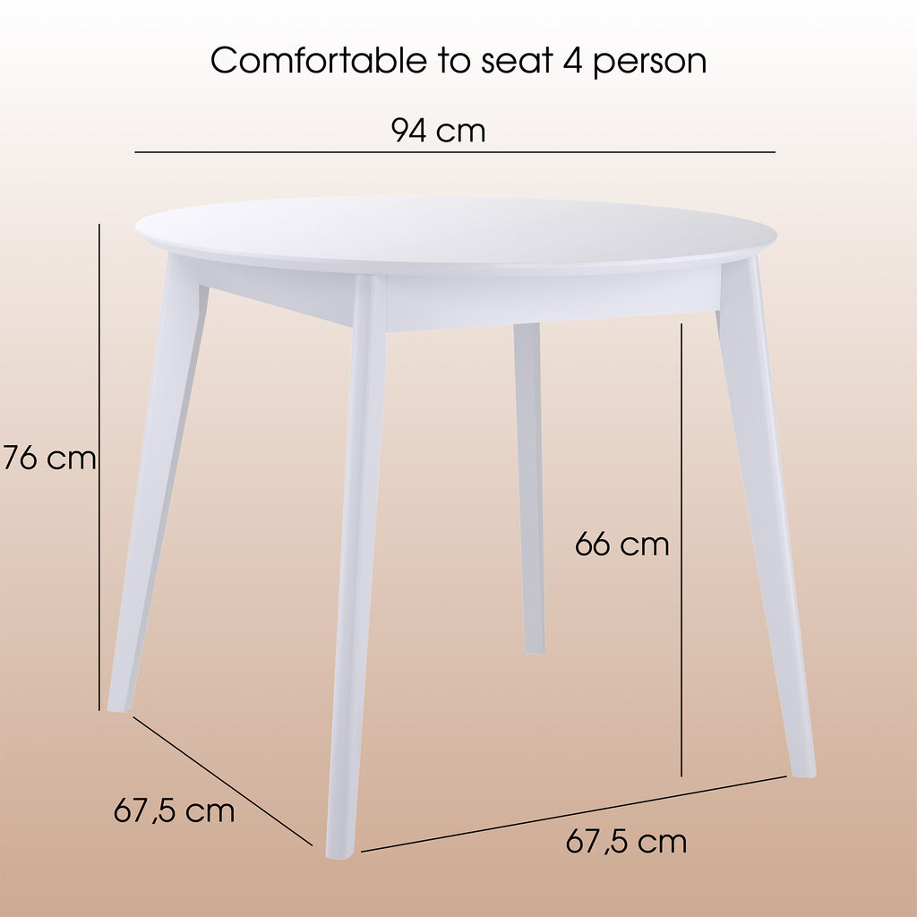 Valgomojo stalas Orion 94, baltas kaina ir informacija | Virtuvės ir valgomojo stalai, staliukai | pigu.lt