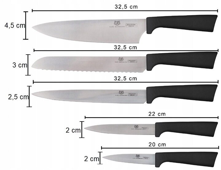 Karl Hausmann virtuvinių peilių rinkinys bloke, 5 vnt. kaina ir informacija | Peiliai ir jų priedai | pigu.lt