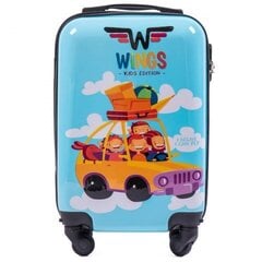 Mažas vaikiškas lagaminas Wings KD01C, S, mėlynas цена и информация | Чемоданы, дорожные сумки | pigu.lt