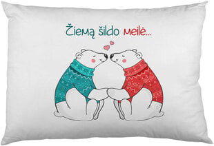 Pagalvės užvalkalas Meilė šildo, balta kaina ir informacija | Originalios pagalvės, užvalkalai | pigu.lt